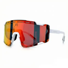 VeyRey Sportovní sluneční brýle Semihoof bílá obruba červená skla (8596545422244)