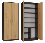 FRONTI Skříň OLIV 2D Antracit + dub artisan