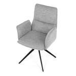 Židle jídelní, šedá látka, 360° vratný mechanismus, černý kov