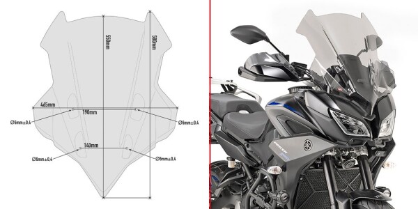 D2139S plexi kouřové Yamaha MT-09 Tracer 900/900 GT (18-20), vxš550x465 mm