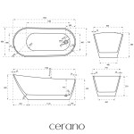 CERANO - Vana akrylátová Savoia - volně stojící - bílá matná - 170x80x68 CER-8050BD7933