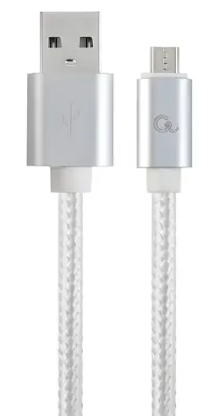 Cablexpert USB-A - Micro-USB stříbrná / USB kabel / opletený / 1,8 m (CCB-mUSB2B-AMBM-6-S)