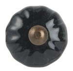IB LAURSEN Keramická úchytka Black grooves, černá barva, keramika