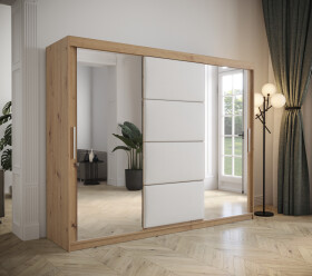 Šatní skříň Abi Tapi Barva korpusu: Dub artisan, Rozměry: 250 cm, Dveře: Bílá koženka