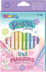 Oboustranné fixy Colorino Pastel, štětcový tenký hrot 10 barev