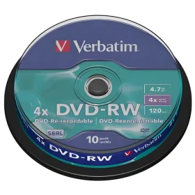 Verbatim DVD-RW 43552 Matt Silver / Přepisovatelné DVD / 4,7 GB / 4x / 10 ks spindle (43552)