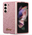 Pouzdro Guess PC/TPU Glitter Flakes Metal Logo Samsung Galaxy Z Fold 5 růžové