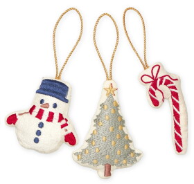 Cam Cam ApS Vyšívaná vánoční ozdoba Snowman –⁠⁠⁠⁠⁠⁠ set 3 ks, multi barva, textil