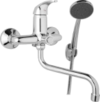 JB Sanitary Nástěnná umyvadlová a sprchová baterie SLIM, rozteč 150 mm, otočný přepínač v těle, s příslušenstvím, trubkové ramínko 300 mm A10 39 51