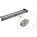 Intellinet 24-Port Cat6a Patchpanel geschirmt 1HE Kabeleinführung 90° abgewinkelt schwarz 24 portů patch panel 483 mm (1