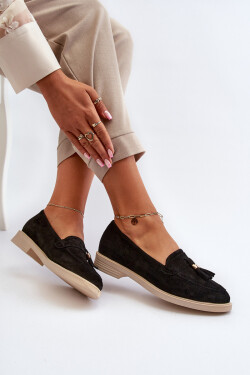 Černé Dámské Semišové Mokasíny Na Ploché Podrážce Zazoo 3420 38