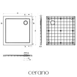 CERANO - Sprchová vanička čtvercová Brio - SMC/minerální kompozit - strukturovaná bílá - 90x90x4 CER-679501