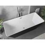 MEXEN/S - Velo Slim volně stojící vana 170 x 75, bílá/černá, sifon a přepad chrom 52811707575-01