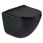 Erga Lily+, závěsná WC mísa 490x370x365mm, Rimless Tornado 2 + toaletní sedátko s pomalým zavíráním, černá matná, ERG-V03-LILY-TO2-BK