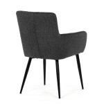 Židle jídelní, tmavě šedá látka, černý kov