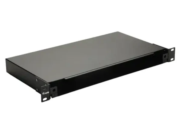 Equip 19" optický spojovací box bez čelního panelu černá / Optický spojovací box / 1U / ocel / max. 48 vláken (337111)