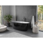 MEXEN/S - Olea volně stojící vana vzor 170 x 80, bílá/černá, sifon a přepad grafit metal 52821708075-95