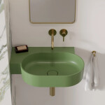 OMNIRES - OVO M+ umyvadlo na desku/závěsné - levé, 64 x 44 cm, olive mat; OVO645UWLOL