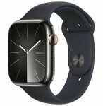 Apple Watch Series 9 GPS+Cellular 45mm Grafitové nerezové tělo - Temně inkoustový sportovní řemínek S/M / 140-190mm (MRMV3)