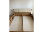 Massivo.cz Postel Atena-světlá 200x200 cm, čalounění Ecru, s úložným prostorem, roštem, dub