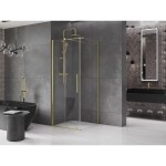MEXEN/S - Velar sprchový kout 90 x 90, transparent, zlatá kartáčovaná 871-090-090-01-55