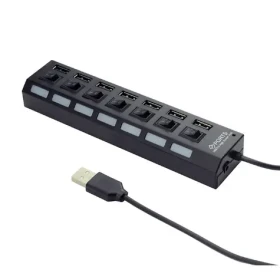 Gembird USB 2.0 HUB se 7-porty a spínači černá / 5V / 2A / 7 portů (UHB-U2P7-03)