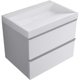 CERANO - Koupelnová skříňka Velora - bílá matná, úchytka chrom + umyvadlo z lit. mramoru Vita - bílá matná - 70x63x46,5 CER-8050BD83997