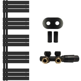 CERANO Koupelnový radiátorový set Theo - ústřední vytápění - asymetrické připojení 50 mm - 812W - černá matná - 1600x500 mm