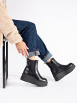 Designové dámské kotníčkové boty černé na klínku 41