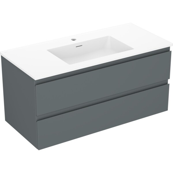 MEXEN/S - Orio koupelnová skříňka 100 cm s umyvadlem Otis, 2 zásuvky, grafit mat/bílá mat 91A10-10047-2-BFF66-W18M01