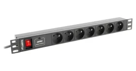 Lanberg PDU černá / Zásuvková lišta do racku / 1U / 19" / 7x zásuvka typu E (FR) / IEC C14 / 10 A / 2 m (PDU-07E-0200-IEC-BK)