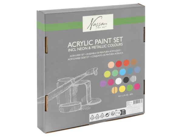 Sada neonových metalických akrylových barev 18x36 ml