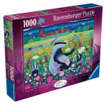 Puzzle Rošťárny mezi květinami 1000 dílků