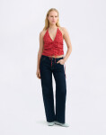 Thinking MU Red Hiba Seersucker Top RED M