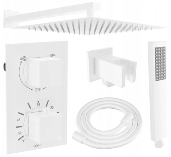MEXEN/S - Cube DR02 podomítkový sprchový SET + slim sprcha 25 cm, bílá 77502DR0225-20