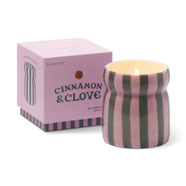 Paddywax Vonná svíčka Cabana Cinnamon / Clove 184 g, fialová barva, keramika
