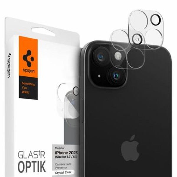 Spigen Glass tR Optik 2 Pack ochranné sklo na fotoaparát pro Apple iPhone 15/15 Plus čirá (AGL06916)