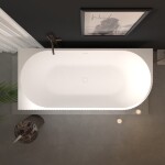 Erga Marina, rohová volně stojící vana 150x75 cm + odtoková zátka, levá, bílá lesklá, ERG-MARINA-150075L-WH-WH
