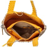 Elegantní koženková kabelka 2v1 Dora, tmavě béžová - žlutá