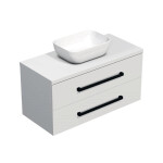 Koupelnová skříňka s černou úchytkou a krycí deskou SAT Cube Way 100x53x46 cm bílá lesk CUBE46C1003BISAT45 CUBE46C1003BISAT45