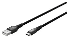 Goobay Supersoft černá / Datový kabel USB-C - USB-A / Textilní opletení / Kovové konektory / 2 m (74527)
