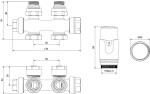 MEXEN/S - G00 úhlová termostatická souprava pro radiátor/středová, Duplex, DN50, černá W908-900-70