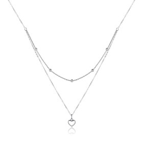 Dvojitý stříbrný náhrdelník Isabelle - stříbro 925/1000, srdce, Stříbrná 50 cm