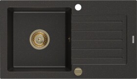 MEXEN/S - Pablo granitový dřez 1 s odkapávačem 752 x 436 mm, černá/zlatý metalik, + zlatý sifon 6510751010-75-G