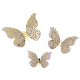 Dortisimo Nejedlá dekorace světle fialovo-zlatá Motýlci (12 ks)