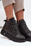 Kožené dámské kotníčkové boty na platformě s vyhříváním Artiker 55C0809 Černé 36