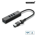 MicroConnect Premium USB 3.0 Hub 4-portový černá / USB hub / 4x USB 3.0 (USBHUB4-2IN1)