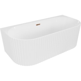 MEXEN/S - Sella volně stojící vana nástěnná reliéf 150 x 75, bílá lesk, sifon a přepad růžové zlato 52711507500-60