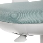 Dětská židle, modrá síťovina, bílý plastový kříž, kolečka na tvrdé podlahy