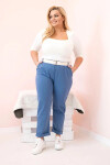 Dámské bavlněné kalhoty Plus Size s páskem džínovina 2XL
